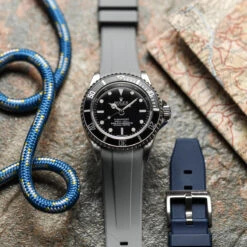 Kingsand Rubber Watch Strap - Azure Blue -Zuludiver Watch Straps Store 2011 Rolex Submariner 14060M LS WG Curved Rubber Grey Kingsand 06c20b62 db43 4d64 8025 61a4e47641e9 2