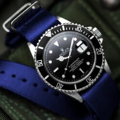 1973 British Military Watch Strap: ARMOURED - Navy Blue, Polished -Zuludiver Watch Straps Store 3ZUL JUE Lifestyle 2 with Blue 21529e99 201f 4185 97e2 6aa8f9b7ad00