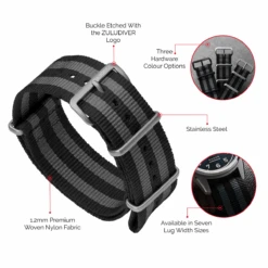 1973 British Military Watch Strap: CADET Bond - Classic, IP Black 27 1973 British Military Watch Strap: CADET Bond - Classic, IP Black -Zuludiver Watch Straps Store Clasic Bond Infographic