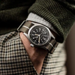 1973 British Military Watch Strap: CADET Marine Nationale - Grey, White Stripe 22 1973 British Military Watch Strap: CADET Marine Nationale - Grey, White Stripe -Zuludiver Watch Straps Store Hamilton on Desert Marine Nationale NATO Wrist Shot 7588ae7f 76c8 4cbb 887a b2d74d0670fb