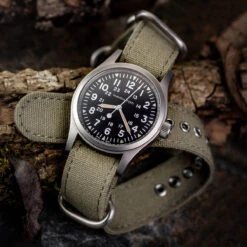 1973 British Military Watch Strap: WARRIOR Large Buckle - Charcoal -Zuludiver Watch Straps Store Hamilton on New Canvas NATO GreenSQ 1200 a99b8dcb 6fdb 45dc 8149 4cfcf75ca1c7