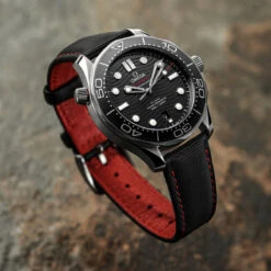Mayday Regatta Sailcloth Divers Watch Strap - Crimson -Zuludiver Watch Straps Store Omega Seamaster ZUL HYI TP A 1140SX P268 5 BK RD Sailcloth Red