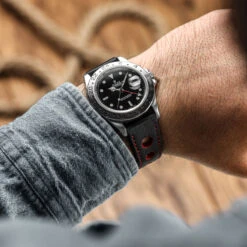 Mayday Anchor Sailcloth Divers Watch Strap - Crimson -Zuludiver Watch Straps Store Rolex Explorer II Mayday Rally Red WS