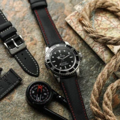 Mayday Regatta Sailcloth Divers Watch Strap - Crimson -Zuludiver Watch Straps Store Rolex Submariner 2011 LS HYI Padded Sailcloth RD