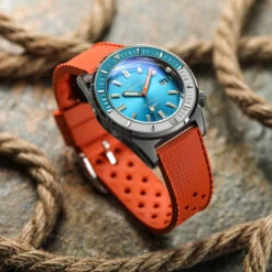 AquaWave Rubber Watch Strap (MKII) - Sunset Orange -Zuludiver Watch Straps Store Squale 60 Atmos Squalematic Blue on Orange Modern Tropic sq