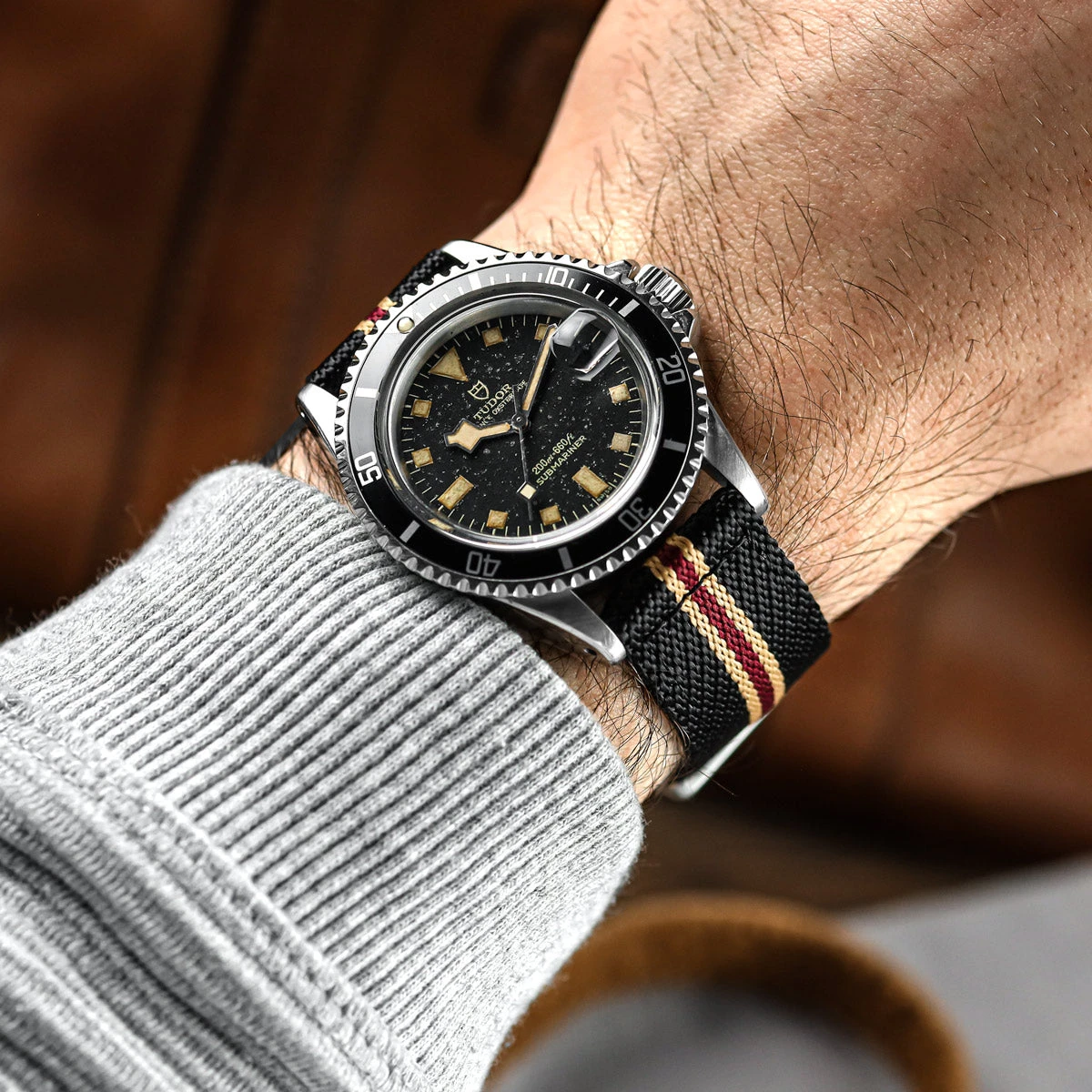 Seasalter Military Nylon Watch Strap - Black/Brown/Red 4 Seasalter Military Nylon Watch Strap - Black/Brown/Red - Image 2