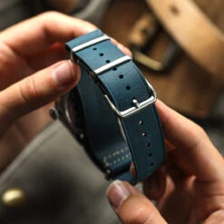 1973 British Military Watch Strap: OXFORD - Vintage Blue -Zuludiver Watch Straps Store ZD Blue Laco Oxford Leather LS2 Buckle 41b77d40 a236 460b 8ea0 6c41b8bfd627