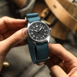 1973 British Military Watch Strap: OXFORD - Vintage Blue -Zuludiver Watch Straps Store ZD Blue Laco Oxford Leather LS2 074694d2 cbc9 4c1b bb42 0ce9a47904d3