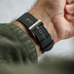 Croyde Canvas Watch Strap - Charcoal Black 25 Croyde Canvas Watch Strap - Charcoal Black -Zuludiver Watch Straps Store ZD JUE JL CGZ03 BK Buckle WS
