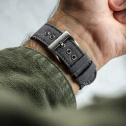 Croyde Canvas Watch Strap - Charcoal Black 40 Croyde Canvas Watch Strap - Charcoal Black -Zuludiver Watch Straps Store ZD JUE JL CGZ03 GY Buckle WS