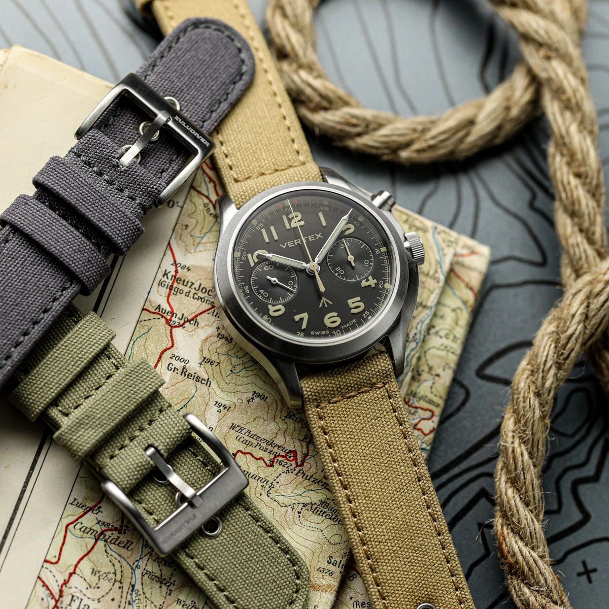 Croyde Canvas Watch Strap - Charcoal Black 9 Croyde Canvas Watch Strap - Charcoal Black - Image 7