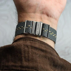 ADDITIONAL - OctoPod Perlon Nylon Watch Strap - Granite / Gold -Zuludiver Watch Straps Store ZUL ACT OP P 20 GY G Buckle WS 1