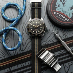 ADDITIONAL - HydraRib OctoPod Watch Strap - Erebus -Zuludiver Watch Straps Store ZUL HKS OP02 R40 BK GY BG Tudor BB58