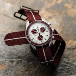 1973 British Military Watch Strap: CADET Marine Nationale - Burgundy, White Stripe 16 1973 British Military Watch Strap: CADET Marine Nationale - Burgundy, White Stripe -Zuludiver Watch Straps Store ZUL HYI 141 1003S MN BY BG SSS LS MoonSwatch Pluto1200 121fc80a 9a27 44e4 ba26 19d05ef2f6d5