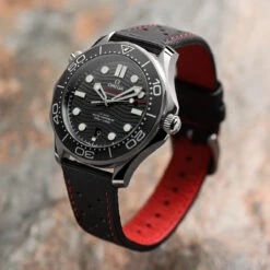 Mayday Navigator Sailcloth Divers Watch Strap - Crimson -Zuludiver Watch Straps Store ZUL HYI A 723RS P268 5 PERF Omega Seamaster