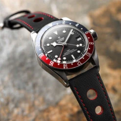 Mayday Anchor Sailcloth Divers Watch Strap - Crimson -Zuludiver Watch Straps Store ZUL HYI A 723RS P268 5 PERF Tudor LS2