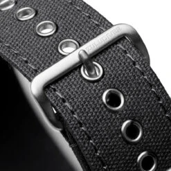 1973 British Military Watch Strap: WARRIOR CANVAS - Charcoal -Zuludiver Watch Straps Store ZUL JUE CAN 135 CHAR WBG Buckle with rivets