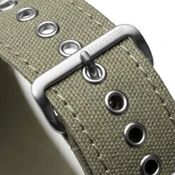 1973 British Military Watch Strap: WARRIOR CANVAS - Army Green -Zuludiver Watch Straps Store ZUL JUE CAN 78 GRN WBG Buckle with rivets