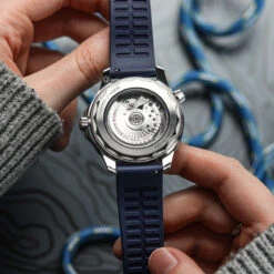 Zennor Rubber Waterproof Watch Strap - Abyss Black -Zuludiver Watch Straps Store ZUL JUE JL FRS001 Zennor Blue Omega Seamaster Back 1