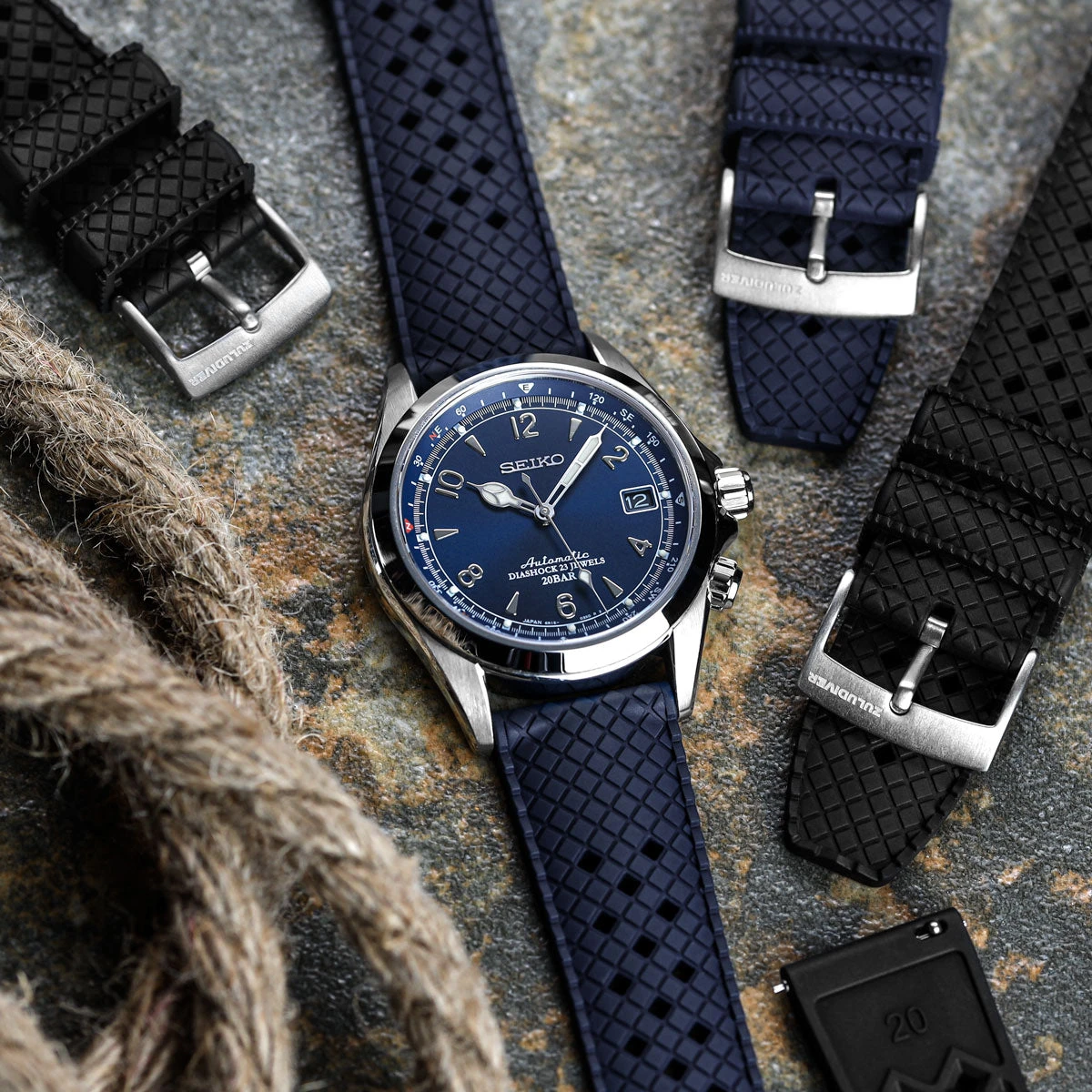 Tropical Ocean FKM Fluoro Rubber Watch Strap - Black 9 Tropical Ocean FKM Fluoro Rubber Watch Strap - Black - Image 7