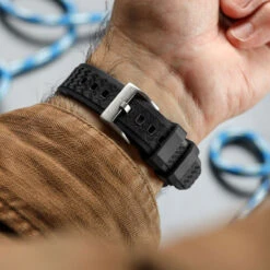 TitanFlex Rubber Watch Strap - Abyss Black -Zuludiver Watch Straps Store ZUL JUE JL RWB109 BK Buckle WS TitanFlex