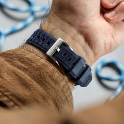 TitanFlex Rubber Watch Strap - Ocean Blue -Zuludiver Watch Straps Store ZUL JUE JL RWB109 BL Buckle WS TitanFlex