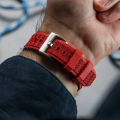 TitanFlex Rubber Watch Strap - Crimson Red -Zuludiver Watch Straps Store ZUL JUE JL RWB109 RD Buckle WS TitanFlex 3