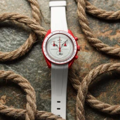 Kingsand Rubber Watch Strap - Frost White -Zuludiver Watch Straps Store ZUL PEI RT 01 MoonSwatch Mars White