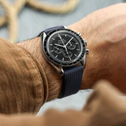 Tsunami MK2 Rubber Deployant Watch Strap - Ocean Blue -Zuludiver Watch Straps Store ZUL YHI DEPLOY HNBR QR BL Omega Speedmaster
