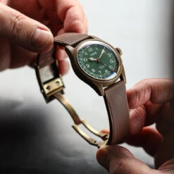 Tsunami MK2 Rubber Deployant Watch Strap - Harbour Brown -Zuludiver Watch Straps Store ZUL YHI DEPLOY HNBR QR BRH Brown Oris Antique Bronze 3