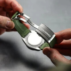 Tsunami MK2 Rubber Deployant Watch Strap - Tuscan Yellow -Zuludiver Watch Straps Store ZUL YHI DEPLOY HNBR QR BRH Buckle Brushed GN 2